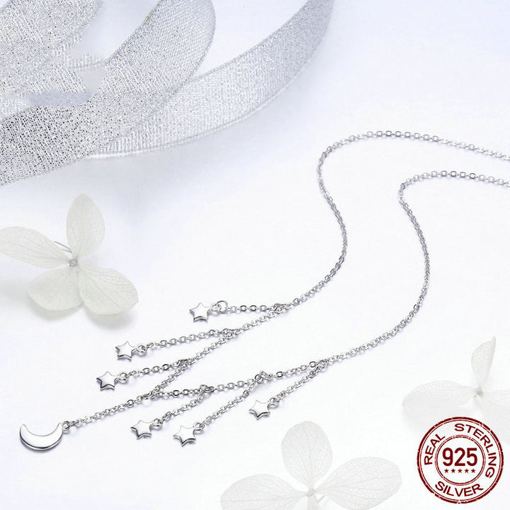 s925 silver star and moon necklace