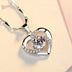 Love Heart Diamond Pendant Necklace Cupronickel White Gold Plated