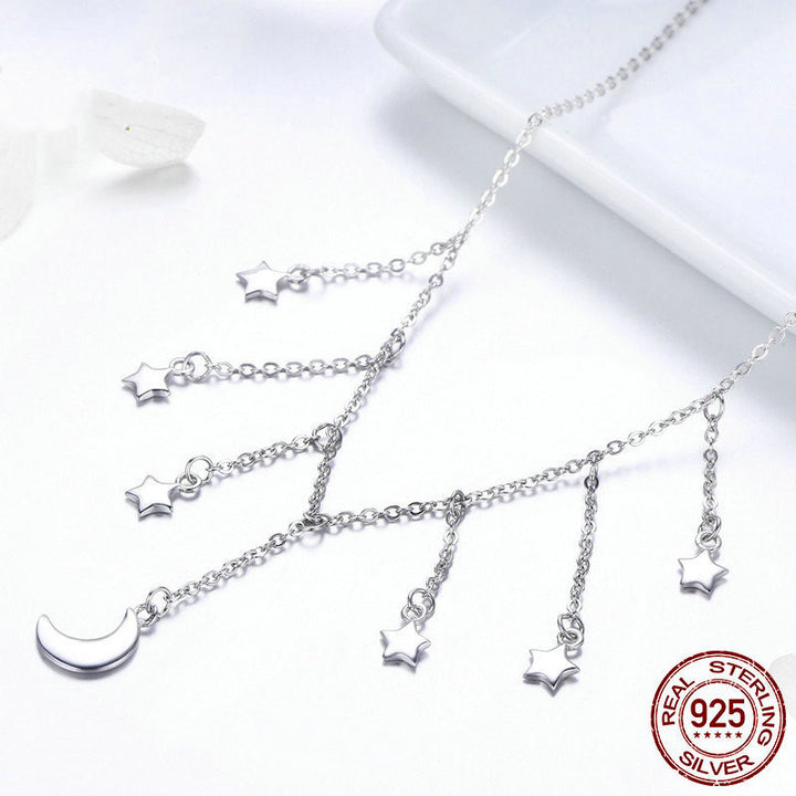 s925 silver star and moon necklace