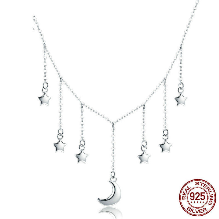 s925 silver star and moon necklace