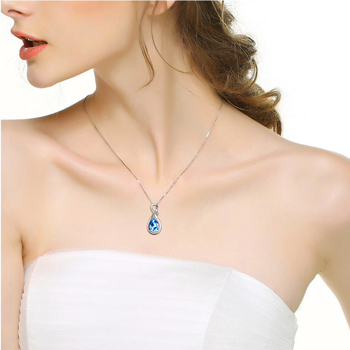 Crystal Heart Shape 925 Silver Necklace