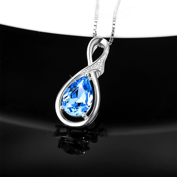 Crystal Heart Shape 925 Silver Necklace